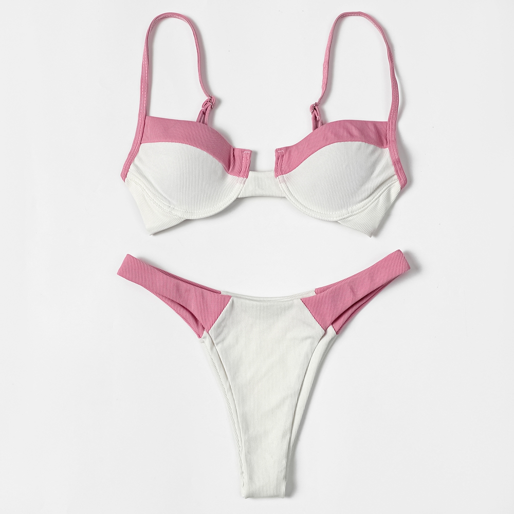 Underwire Bra Padded - ZTVitality splicing com nervuras sexy biquíni