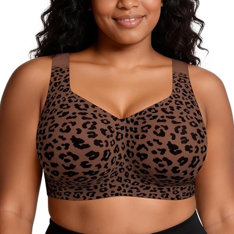 Sutiãs Leopard Jelly sem aro,  - Minimizer Bra Women avaliação e preço